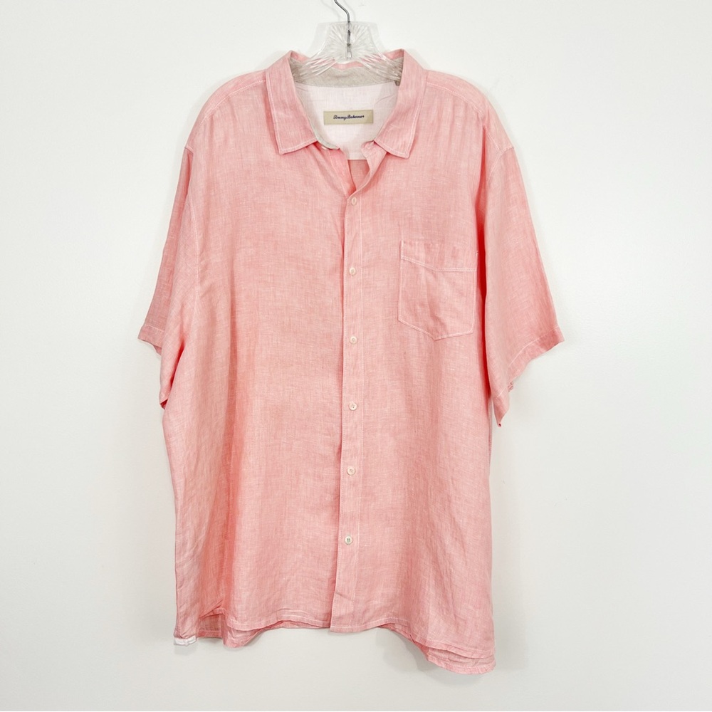 Tommy Bahama Linen Button Up Shirt Size XXL Light Orange Coral